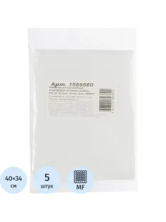 Салфетки хозяйственные нетканая микрофибра 34х40см 60г/м2 5шт/уп белая