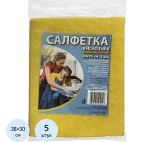Салфетки хозяйственные вискоза 90г/м2 30х38 желтые 5шт/уп