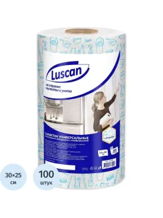 Салфетки хозяйственные Luscan спанлейс 45г/м2, 25х30см, 100л/рул