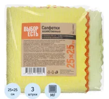 Салфетки хозяйственные Выбор Есть из микрофибры 25х25см, 170г/м2, 3шт/уп