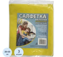 Салфетки хозяйственные вискоза 90г/м2 30х38 желтые 3шт/уп