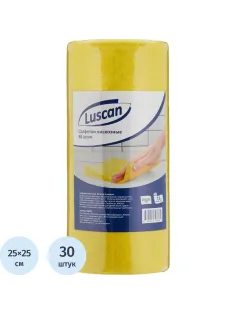 Салфетки хозяйственные Luscan вискоза 90г/м2, 25х25см, 30л/рул