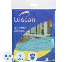 Салфетки хозяйственные Luscan из микрофибры универс 220г/м2 30х30см 4шт/уп