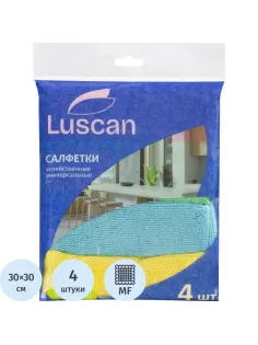Салфетки хозяйственные Luscan из микрофибры универс 220г/м2 30х30см 4шт/уп