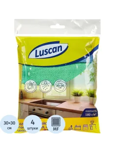 Салфетки хозяйственные Luscan универсальн микрофибра 180г 30х30см 4шт/уп