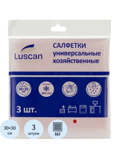 Салфетки хозяйственные Luscan Professional 300г/м2 30х30см 3шт/уп красные