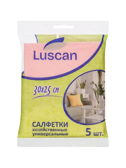 Салфетки хозяйственные Luscan универсальн вискоза 60-70г/м2 30х25 см 5шт/уп