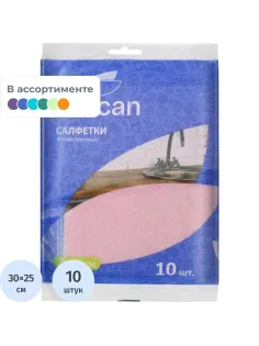 Салфетки хозяйственные Luscan универсал. вискоза 60-70г/м2 30х25 см 10шт/уп