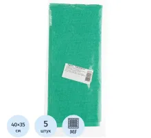 Салфетки хозяйственные из микрофибры ПУ покр 250г/м2 35х40см 5шт/уп зеленые