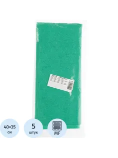 Салфетки хозяйственные из микрофибры ПУ покр 250г/м2 35х40см 5шт/уп зеленые