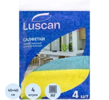 Салфетки хозяйственные Luscan из микрофибры универс 220г/м2 40х40см 4шт/уп