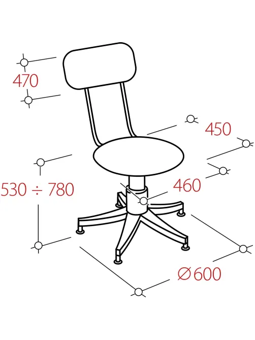 Кресло лабораторное UN_Vito Ring Base gtsN3 выс база, полиур. чер, кр.пласт