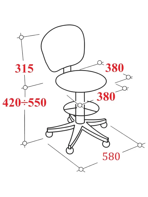 Стул лабораторный КО_EChair 231 PU (РС 97/12) к/з черный, газлифт