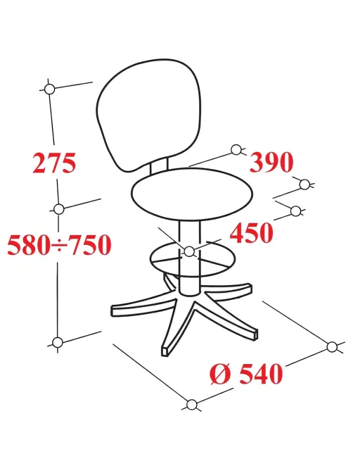 Стул лабораторный КО_EChair 232 PU РС01.00.61Т1 (РС 61Т1/61) к/з чер, винт