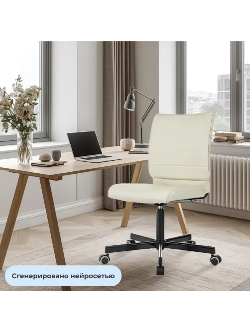 Кресло VB_EChair 303 PU слоновая кость эко.кожа крестов. металл черный