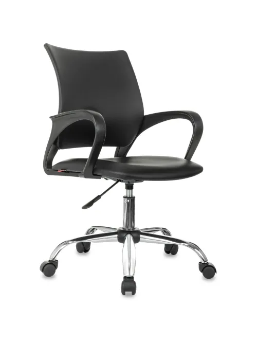 Кресло БР Комус Мебель Echair 396 LT, экокожа, черный, хром