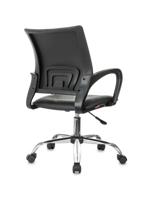 Кресло БР Комус Мебель Echair 396 LT, экокожа, черный, хром
