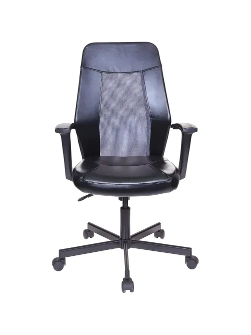 Кресло VB_EChair-225 PTW_G к/з черный, сетка серая (TW-04)
