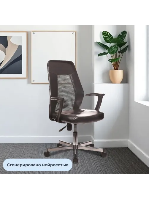 Кресло VB_EChair-225 DSL PTW к/з черный, сетка черная, хром