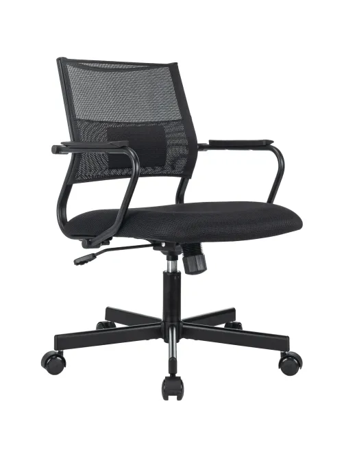 Кресло БР Комус Мебель EChair 567 низкая спинка, сетка/ткань,черный,металл