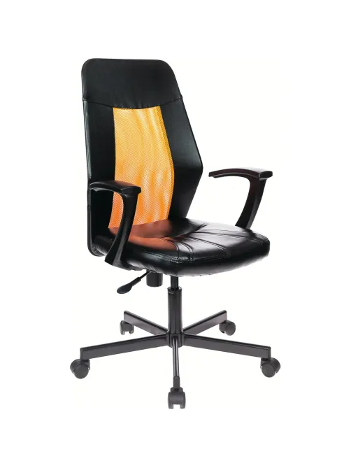 Кресло VB_EChair-225 PTW к/з черный, сетка оранжевая (TW38-3)
