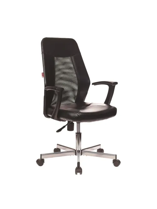 Кресло VB_EChair-225 DSL PTW к/з черный, сетка черная, хром