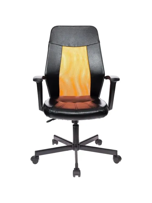 Кресло VB_EChair-225 PTW к/з черный, сетка оранжевая (TW38-3)