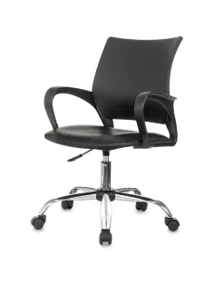 Кресло БР Комус Мебель Echair 396 LT, экокожа, черный, хром