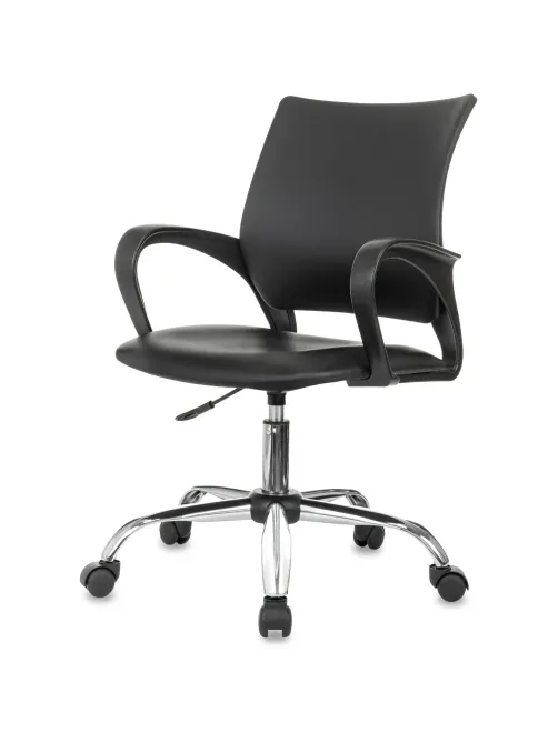 Кресло БР Комус Мебель Echair 396 LT, экокожа, черный, хром