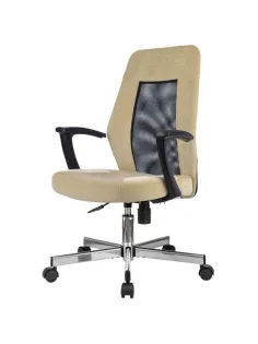 Кресло VB_EChair 225 DSL беж/черн Light-21 сетка/ткань хром