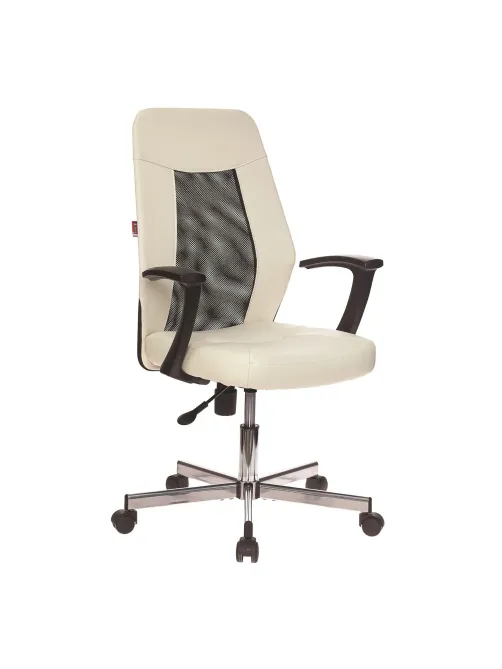 Кресло VB_EChair-225 DSL PTW к/з бежевый OR-10/сетка черная TW, хром
