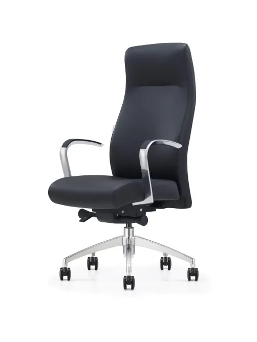 Кресло ЮФК Комус Мебель Easy Chair 501, экокожа, черный, алюминий
