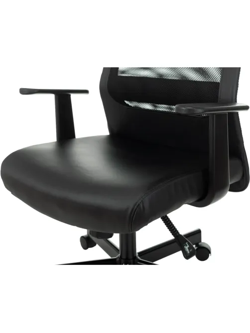 Кресло VB_EChair-651 TPU кожзам черный, сетка черая,металл