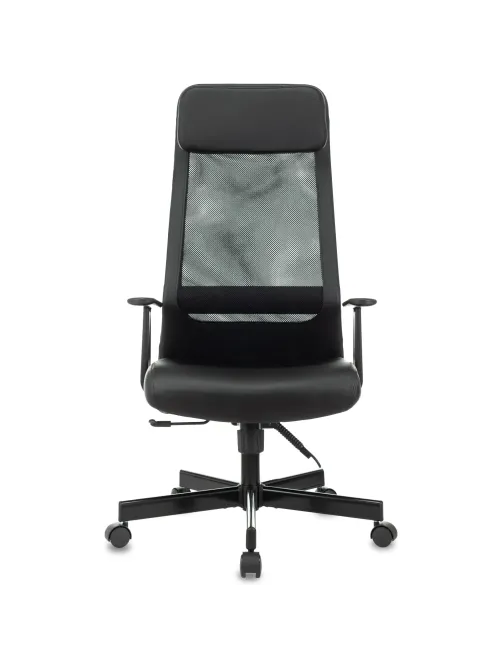Кресло VB_EChair-651 TPU кожзам черный, сетка черая,металл