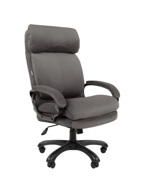 Кресло VT_Chairman Home 505 Россия ткань Т-55 серый (черный пластик)