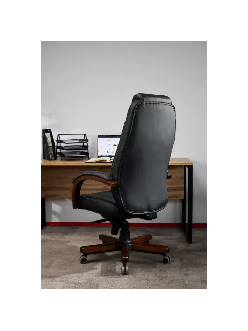 Кресло БР Комус Мебель EChair 329 кожа,черный, дерево