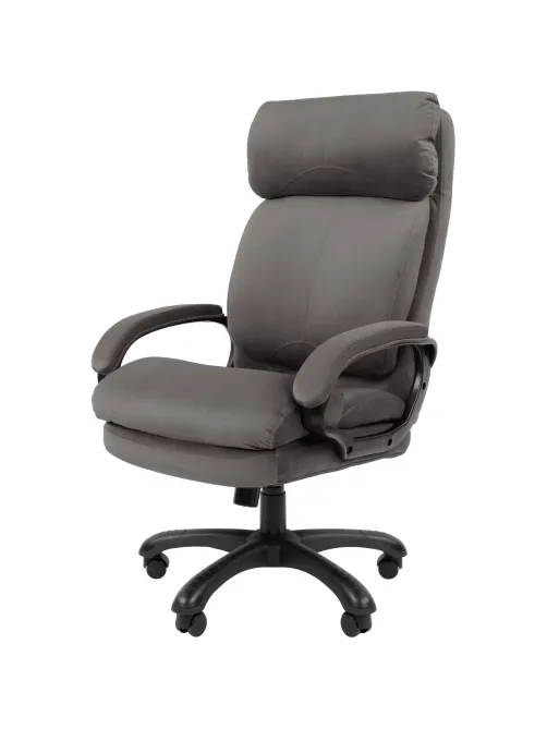 Кресло VT_Chairman Home 505 Россия ткань Т-55 серый (черный пластик)