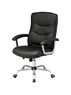 Кресло BN_Dt_EChair-550 TR рец.кожа черная, хром