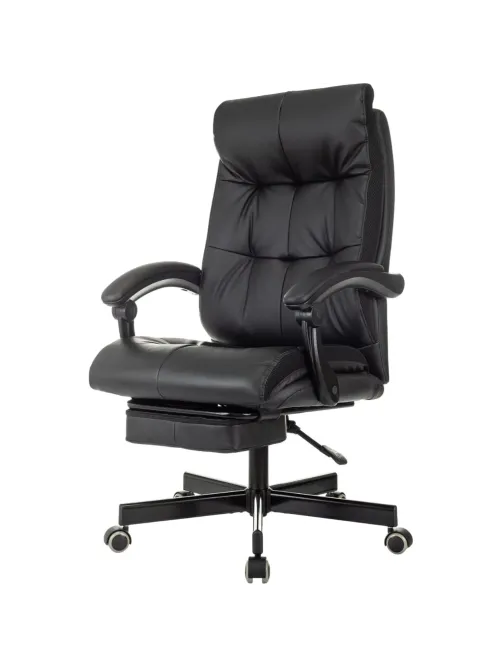 Кресло VB_EChair 624 PU PM черный эко.кожа  подст.для ног
