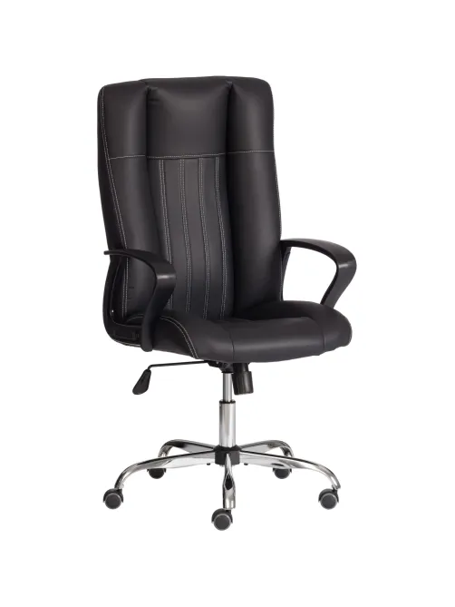 Кресло UT_Easy Chair Boston хром, (черн. подлок), кож/зам, черный, 36-6
