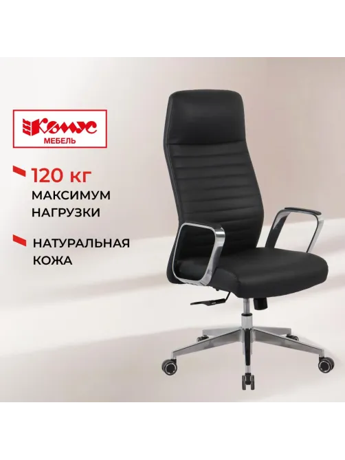 Кресло BN_Hg_EChair-505 TL нат. кожа черный алюминий