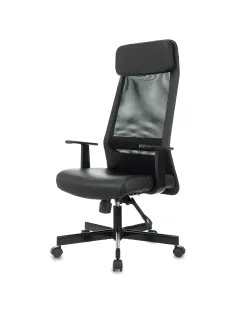 Кресло VB_EChair-651 TPU кожзам черный, сетка черая,металл