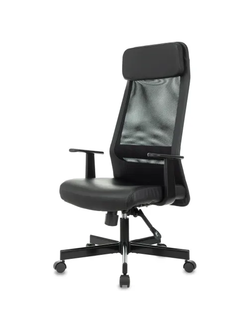 Кресло VB_EChair-651 TPU кожзам черный, сетка черая,металл