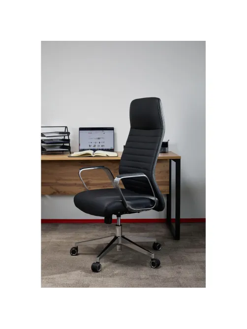 Кресло BN_Hg_EChair-505 TL нат. кожа черный алюминий