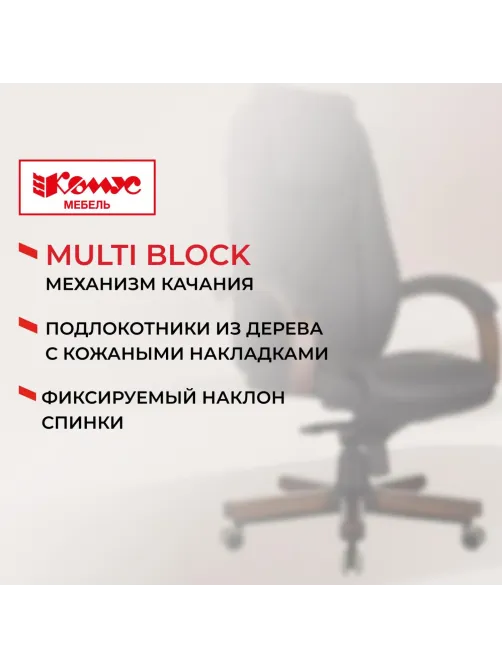 Кресло БР Комус Мебель EChair 329 кожа,черный, дерево