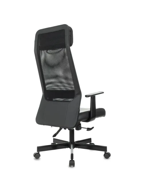 Кресло VB_EChair-651 TPU кожзам черный, сетка черая,металл