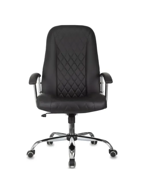 Кресло БР Комус Мебель EChair 658 экокожа (строчка ромб),черный, хром