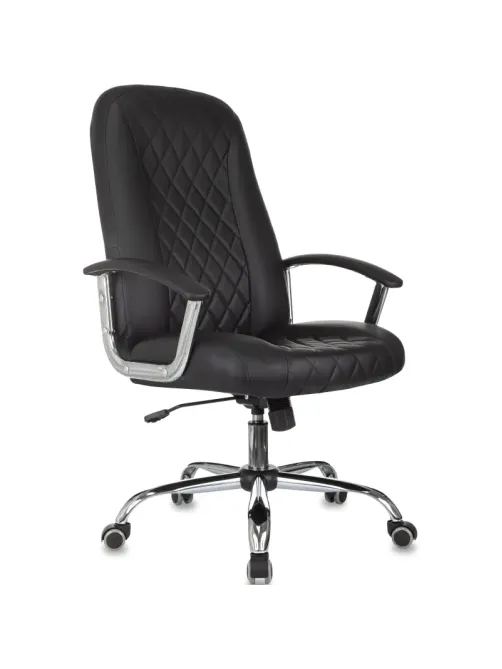 Кресло БР Комус Мебель EChair 658 экокожа (строчка ромб),черный, хром