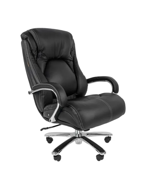 Кресло VT_CHAIRMAN 402 кожа черная, хром