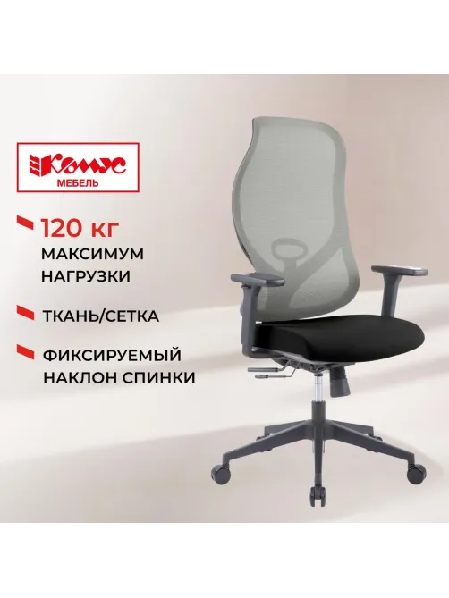 Кресло BN_Zm_EChair-603 MC сетка/ткань, серый/черный